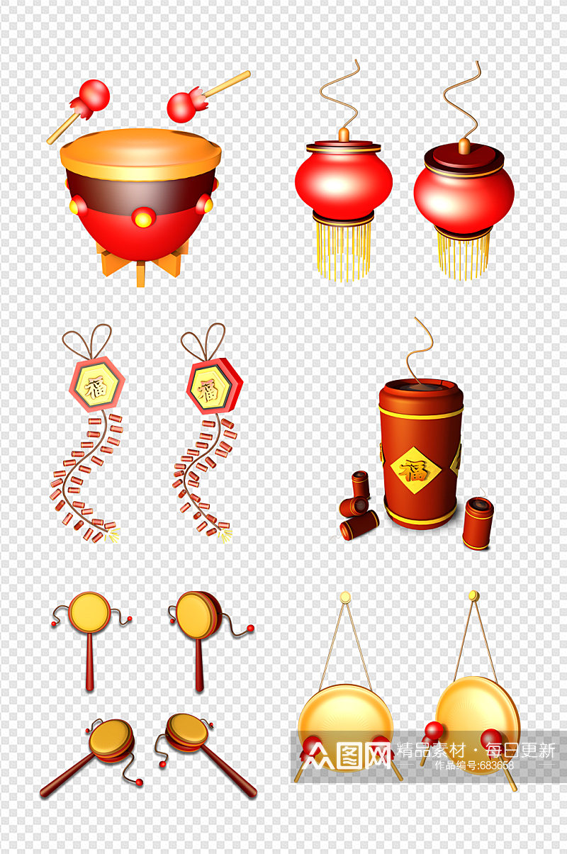 新春春节喜庆节日立体装饰素材素材