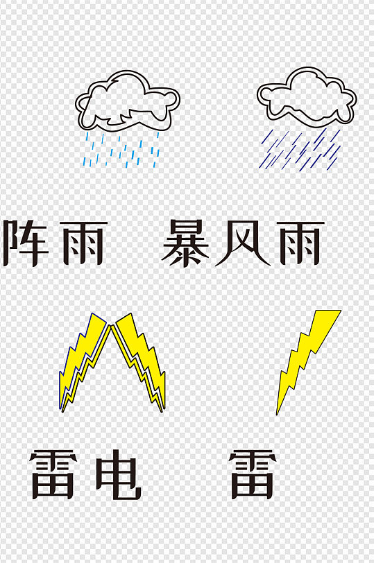 手绘天气预报文字图标
