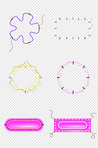 立体霓虹灯光效花框发光灯管边框合集