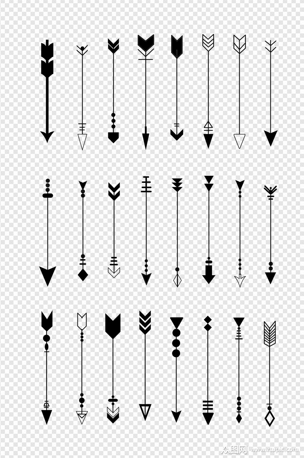 复古箭头箭组素材