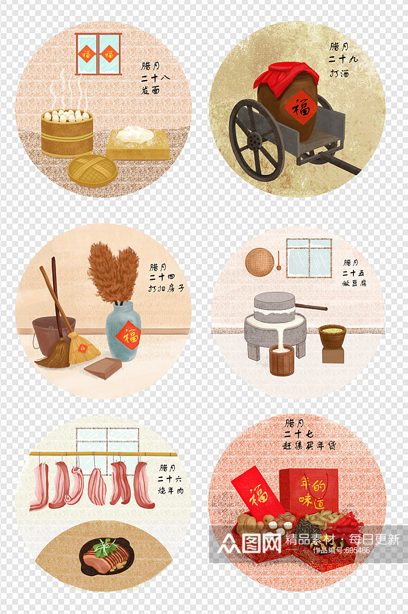 新年腊月春节传统节日习俗活动素材
