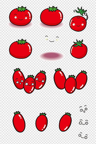 手绘卡通拟人西红柿素材