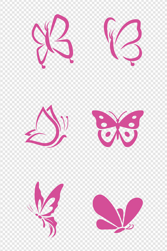 手绘蝴蝶剪影元素