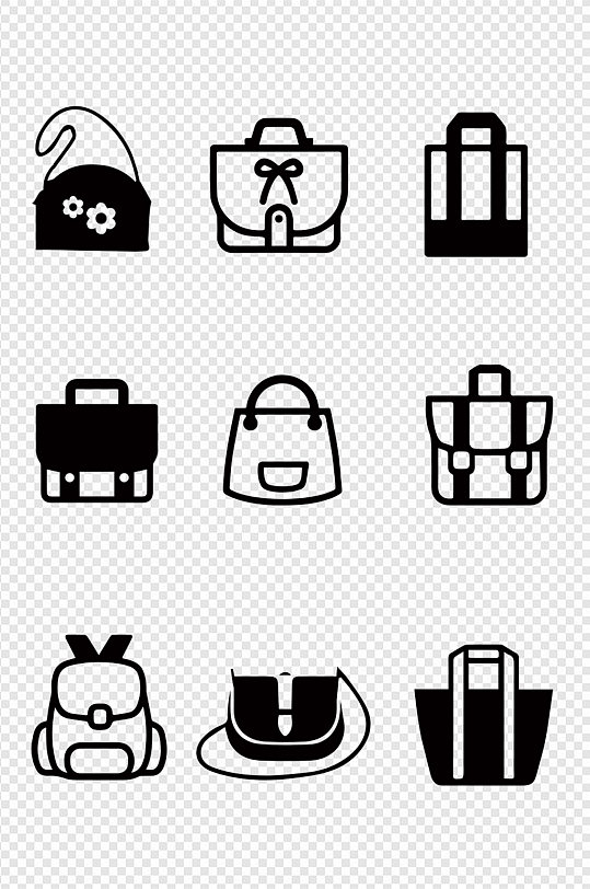 手拎包手绘剪影背包斜挎包-众图网