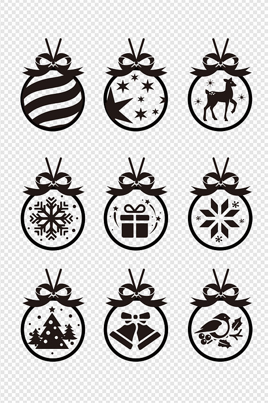 西方节日剪影装饰圣诞元素