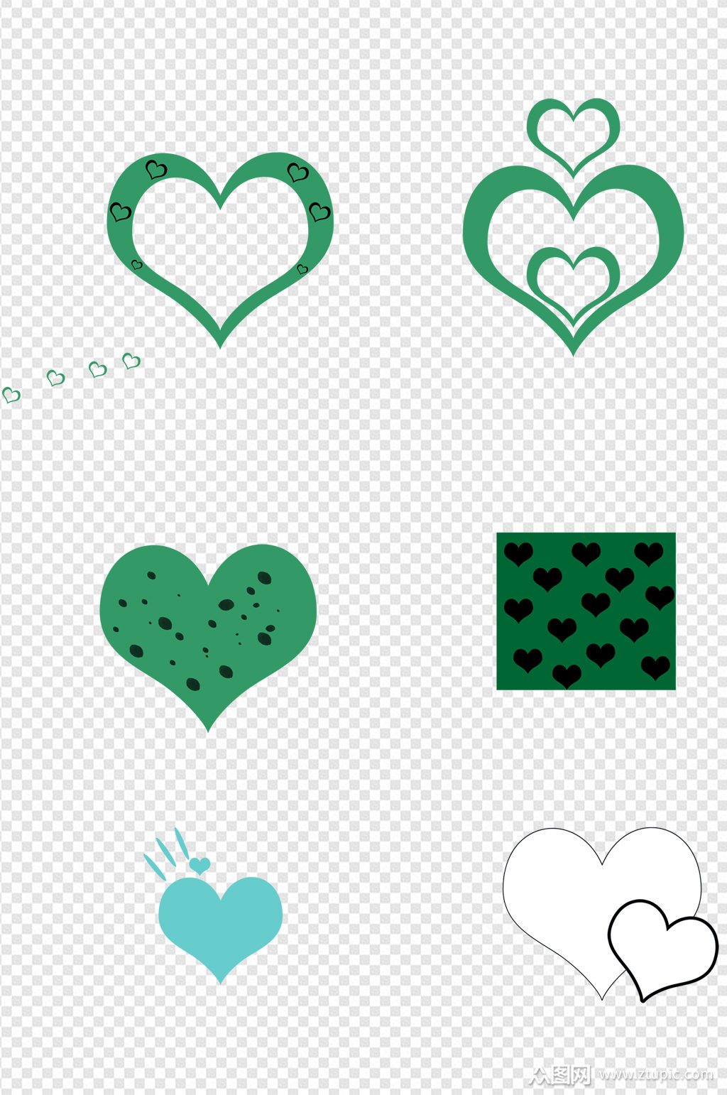 绿色心形爱心装饰图案模板下载-编号709519-众图网