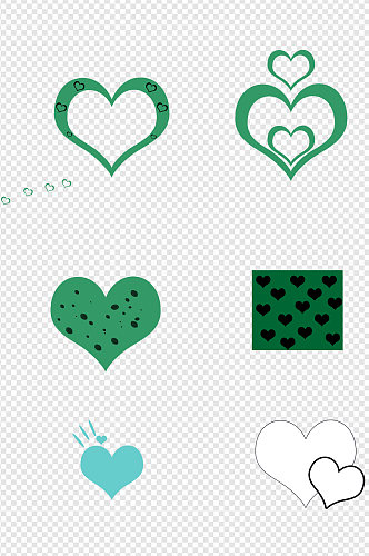 绿色心形爱心装饰图案