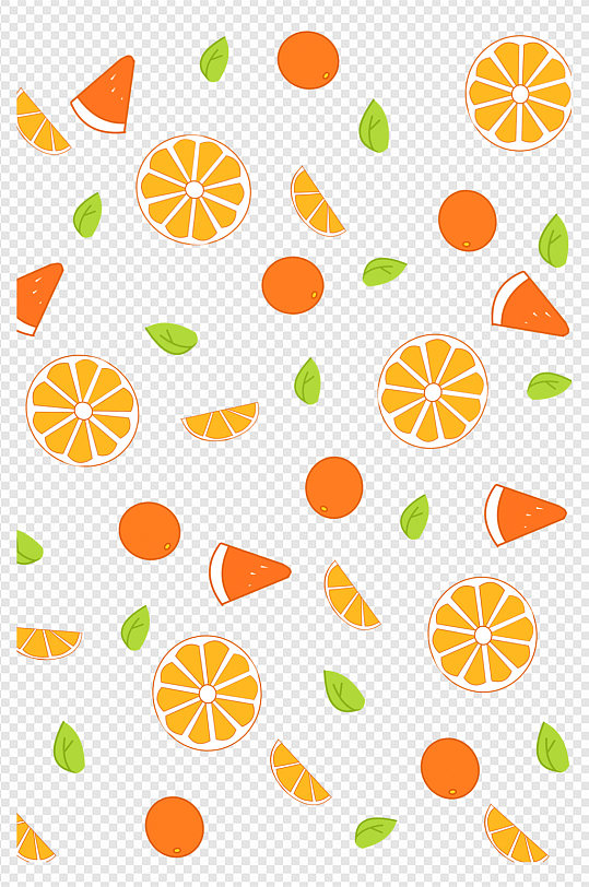 手绘橙子西瓜底纹插画