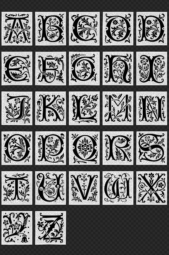 英文字母花边纹理创意图案