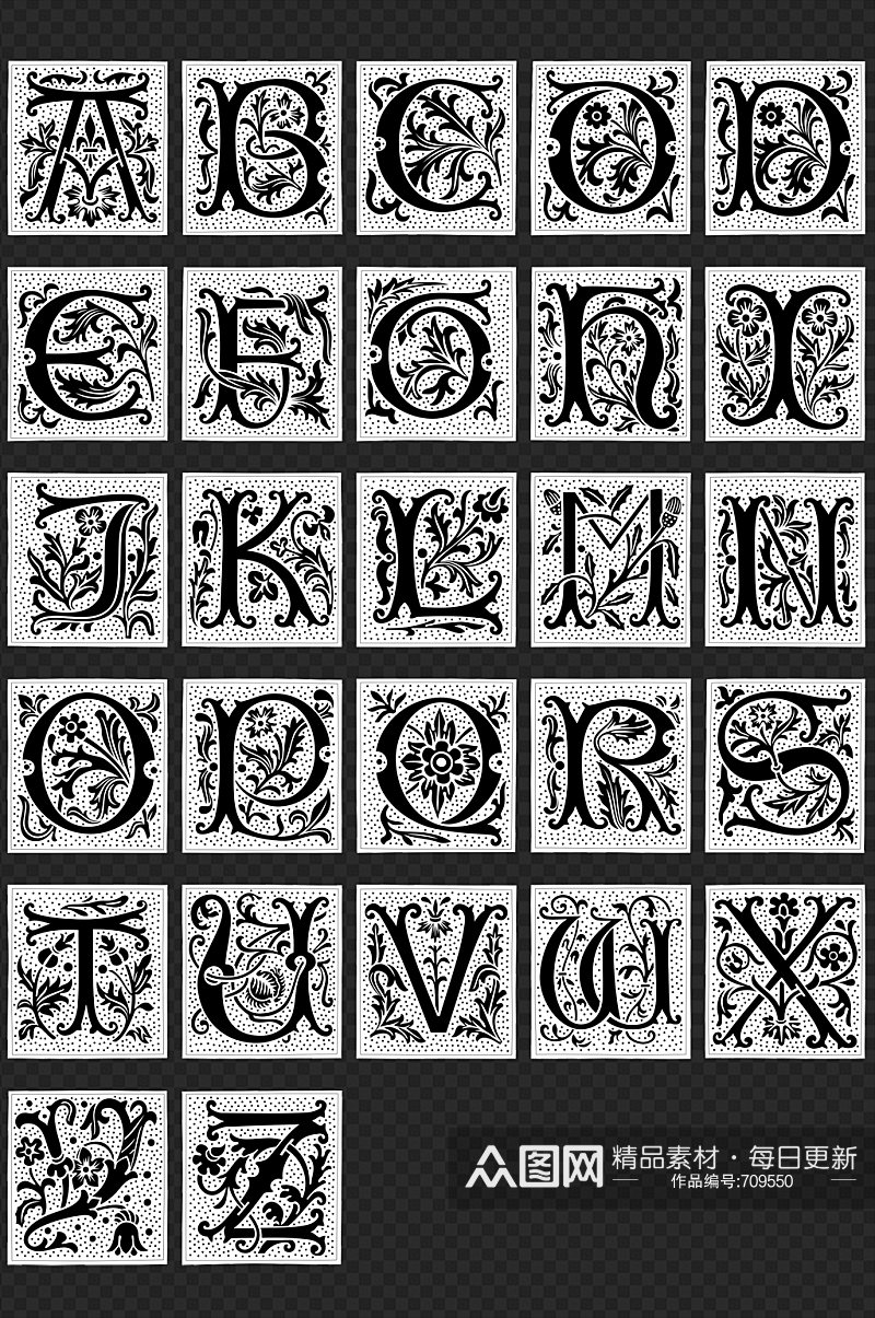 英文字母花边纹理创意图案素材