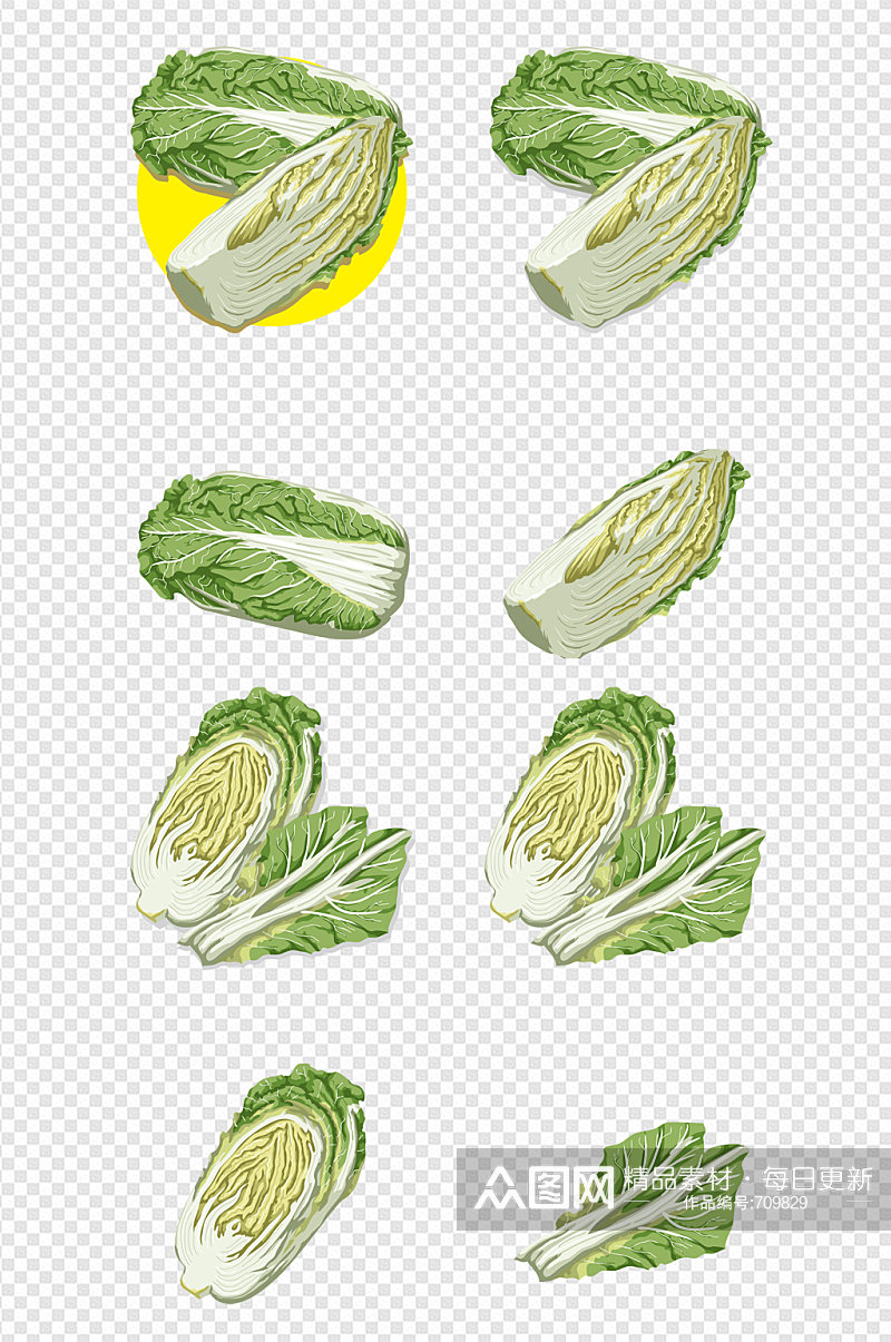 手绘卡通蔬菜白菜素材素材