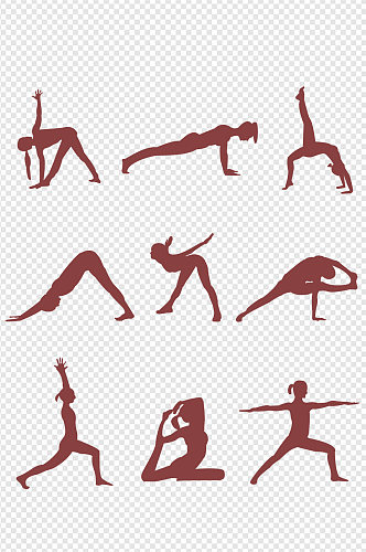 运动人物健身瑜伽剪影图片