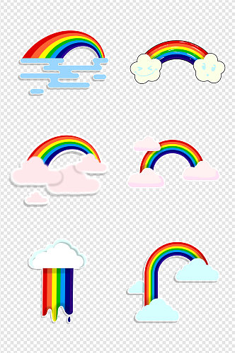 装饰彩虹手绘素材云朵
