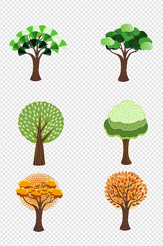 手绘植物树木插画元素