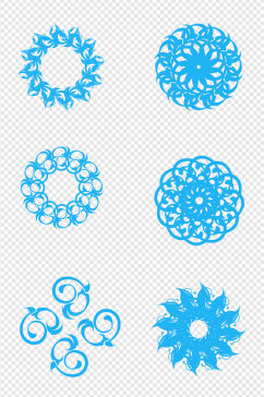 蓝色花环设计元素