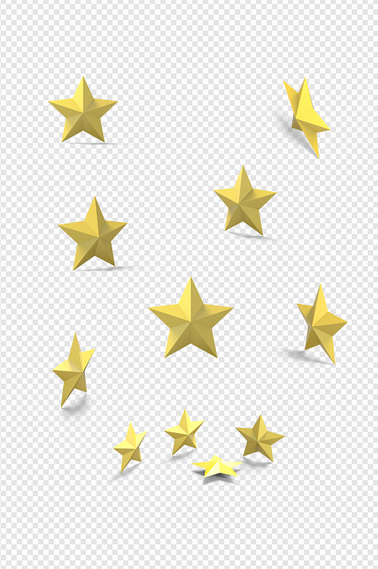 金色3d立体五角星素材