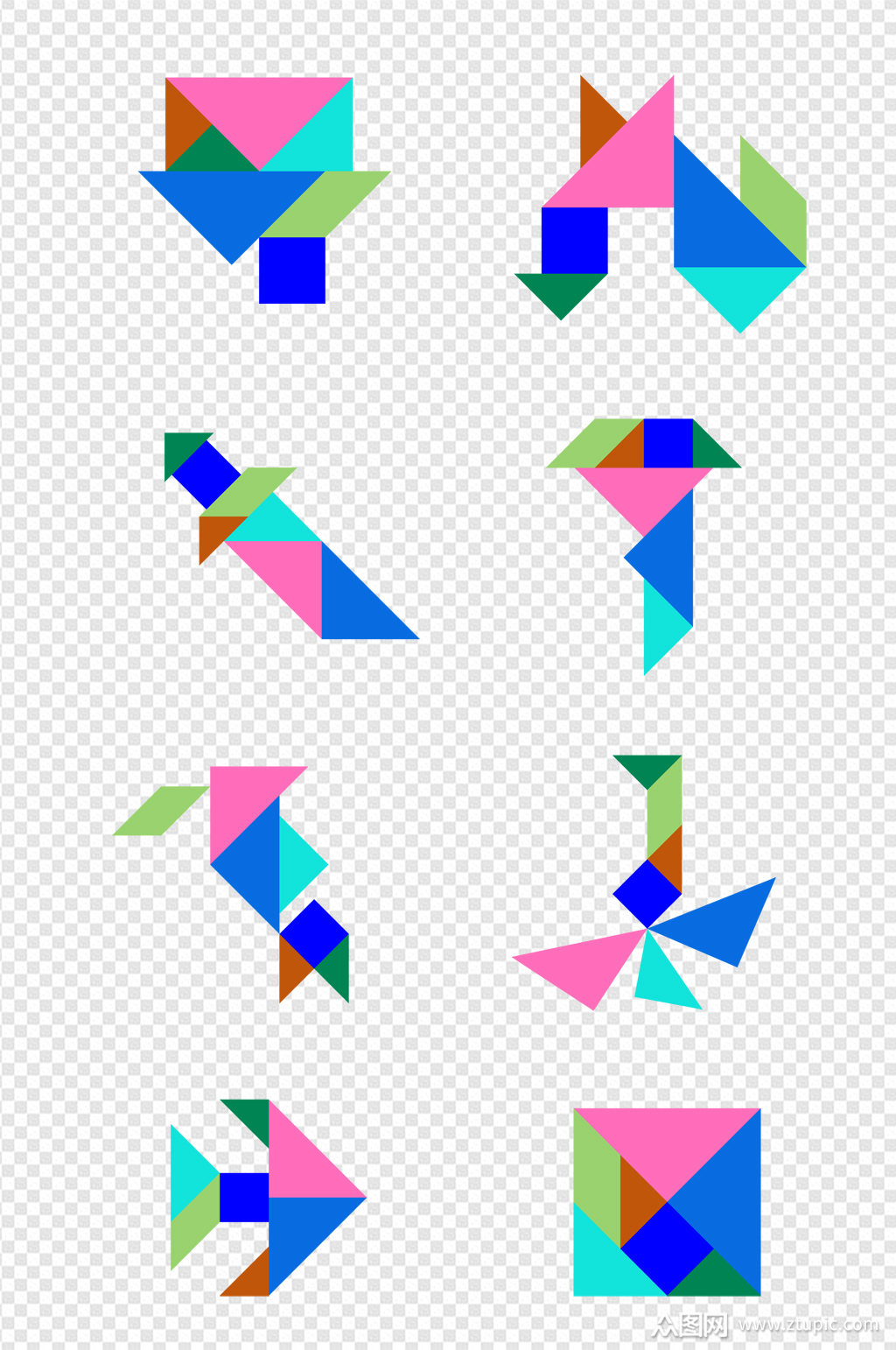 创意七巧板拼图素材素材