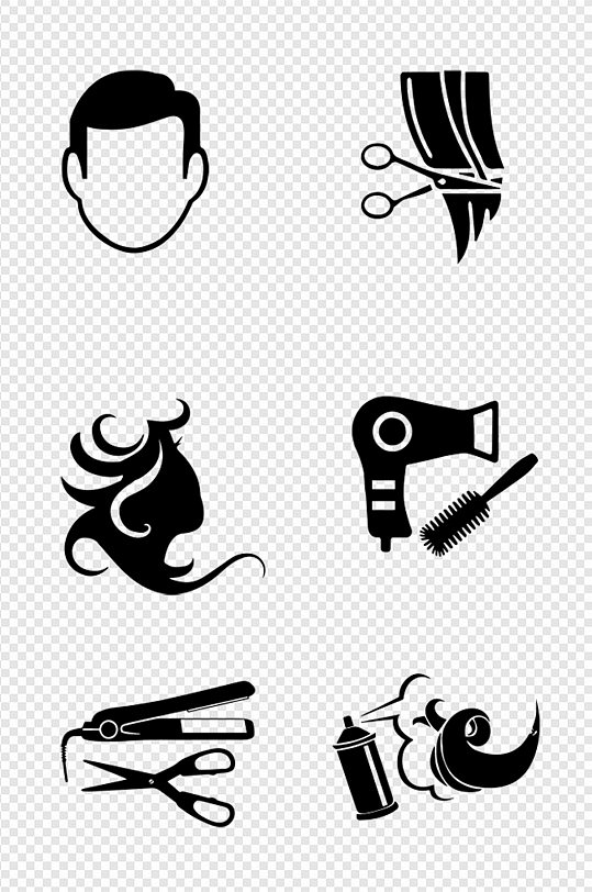 理发剪影图标剪发元素