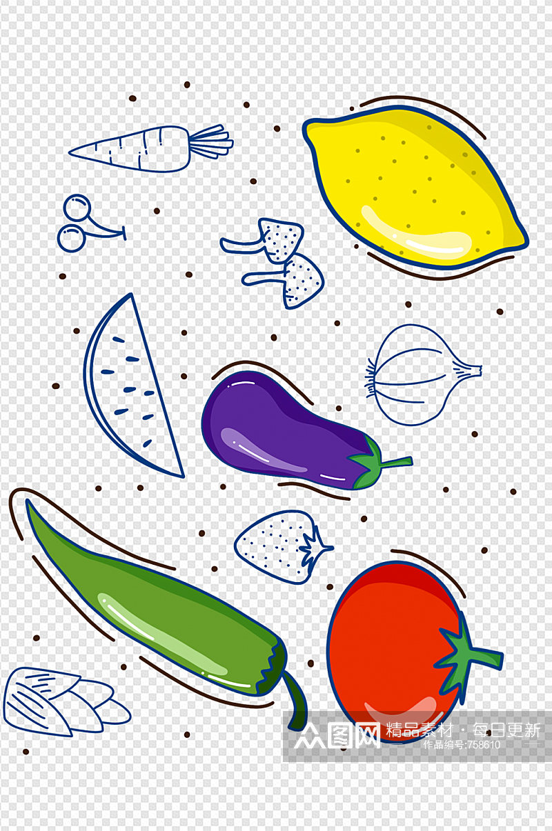水果蔬菜剪影图标素材