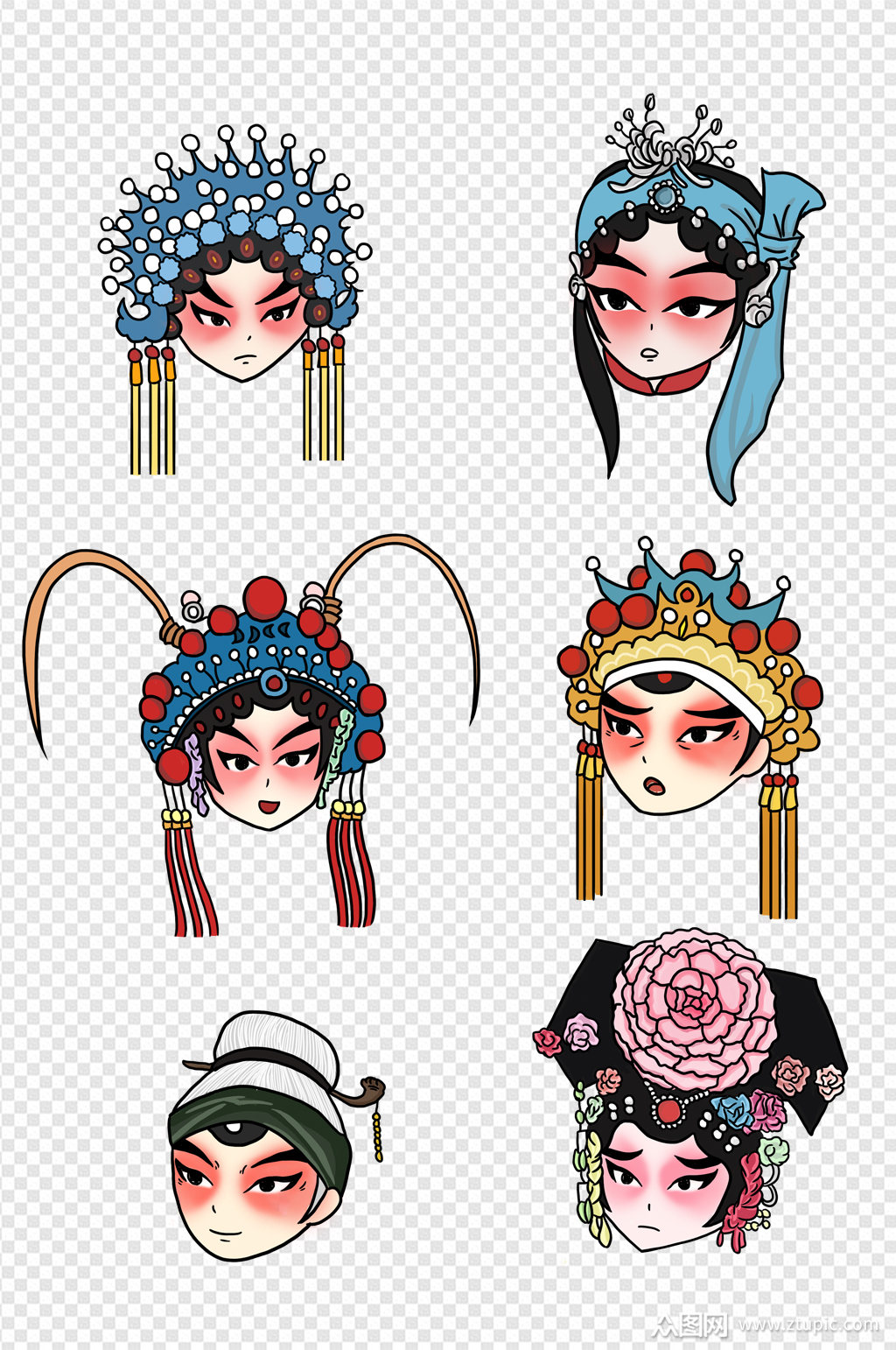 手绘卡通戏曲京剧头像