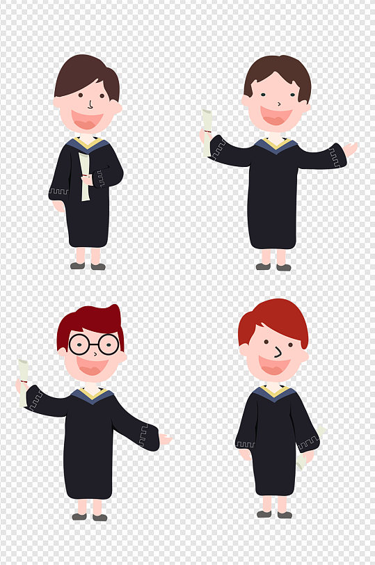 卡通手绘穿毕业服博士生素材