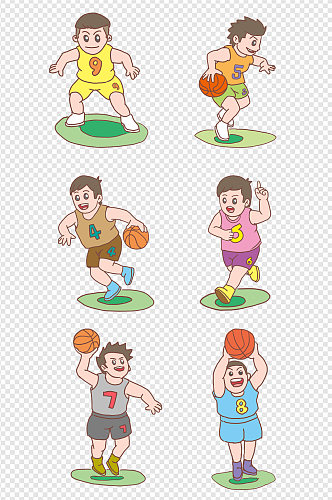 开学啦卡通小学生玩篮球