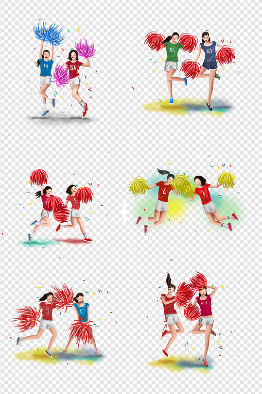 校园篮球足球美女啦啦队比赛人物
