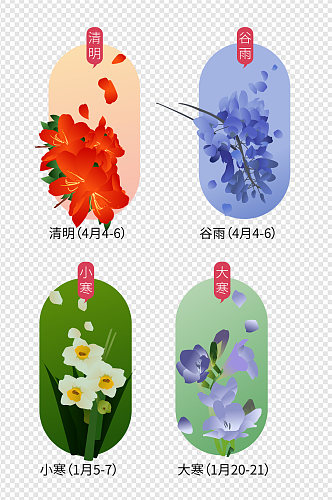 24节气工笔花鸟图装饰画