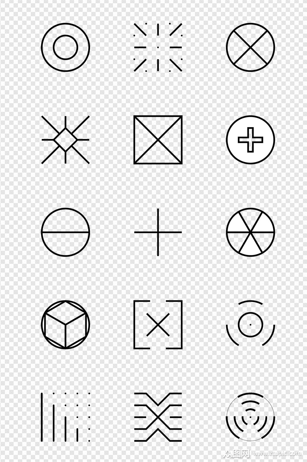 简约线性网络黑白图标素材