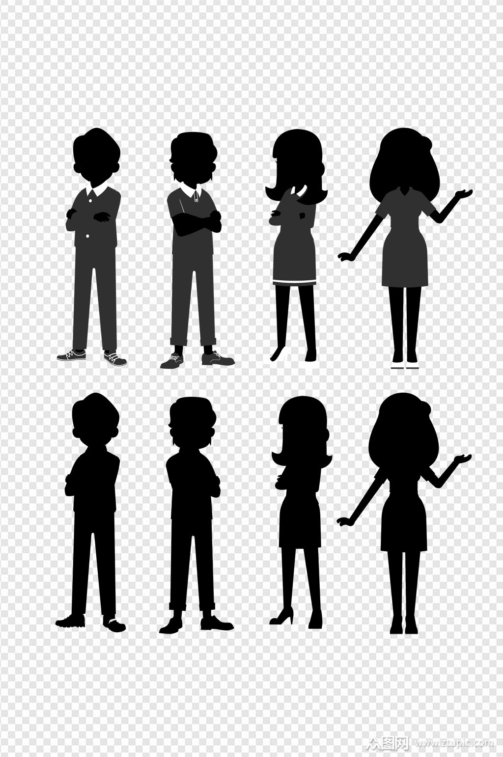 卡通站立人物剪影模板下载-编号761576-众图网