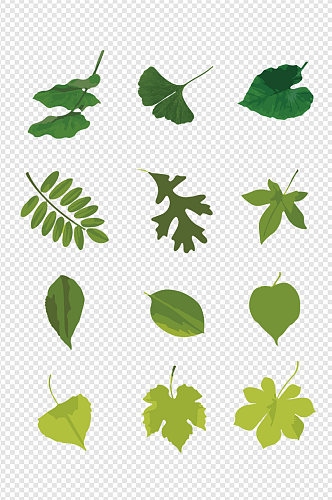 树叶装饰绿色水彩清新叶子形状