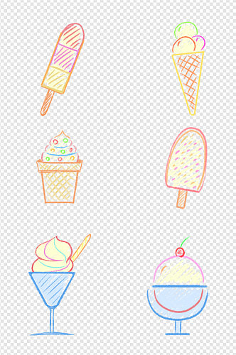可爱手绘线条冰淇淋夏季甜品