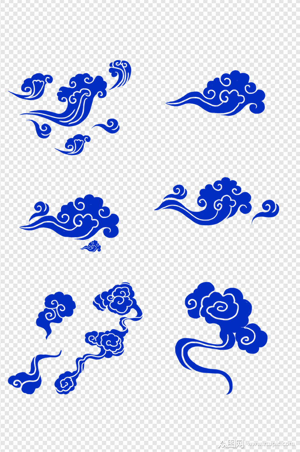 蓝色祥云云朵云纹素材