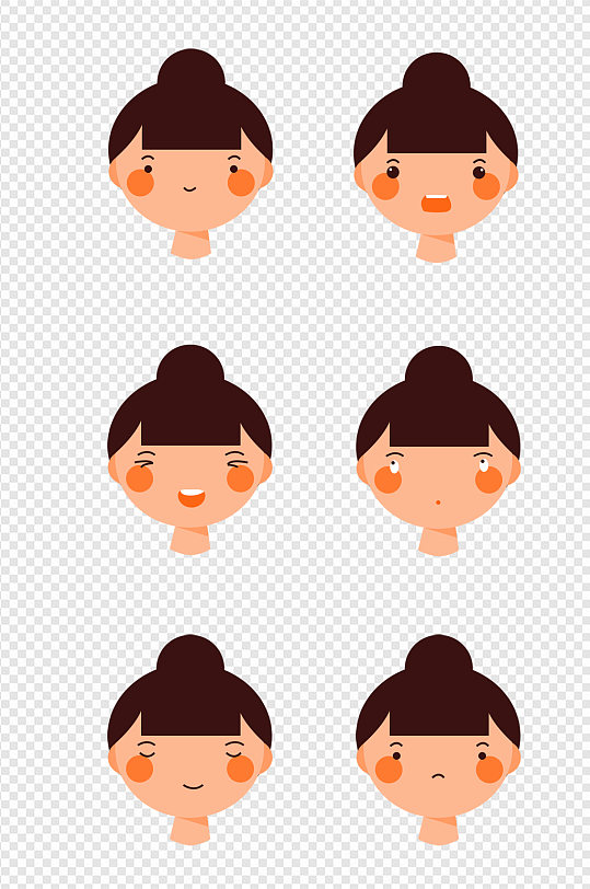 卡通小女孩手绘表情