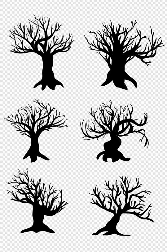 剪影大树木树型设计