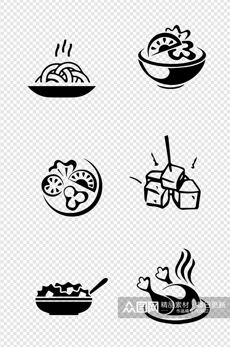 中式食物烤串面条素材素材