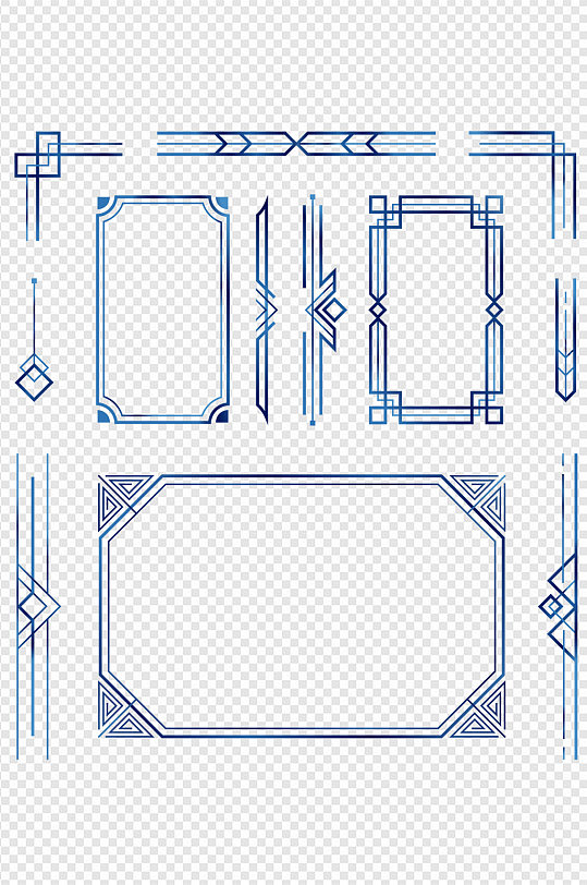 金属纹理蓝色边框纹饰