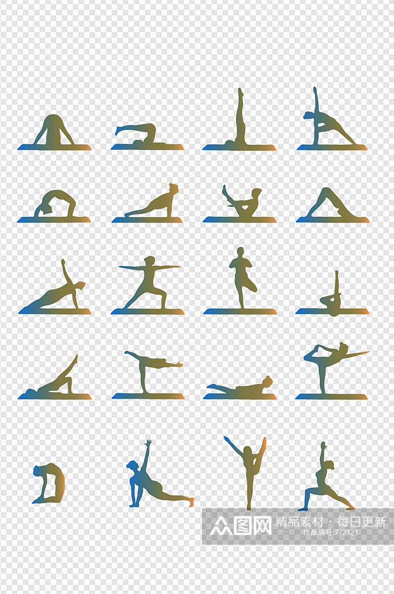 瑜伽健身运动图标素材