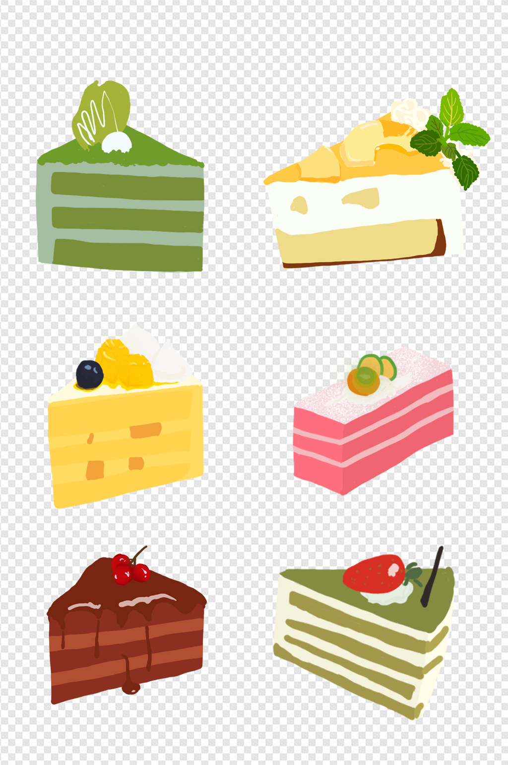 手绘卡通面包茶点小蛋糕