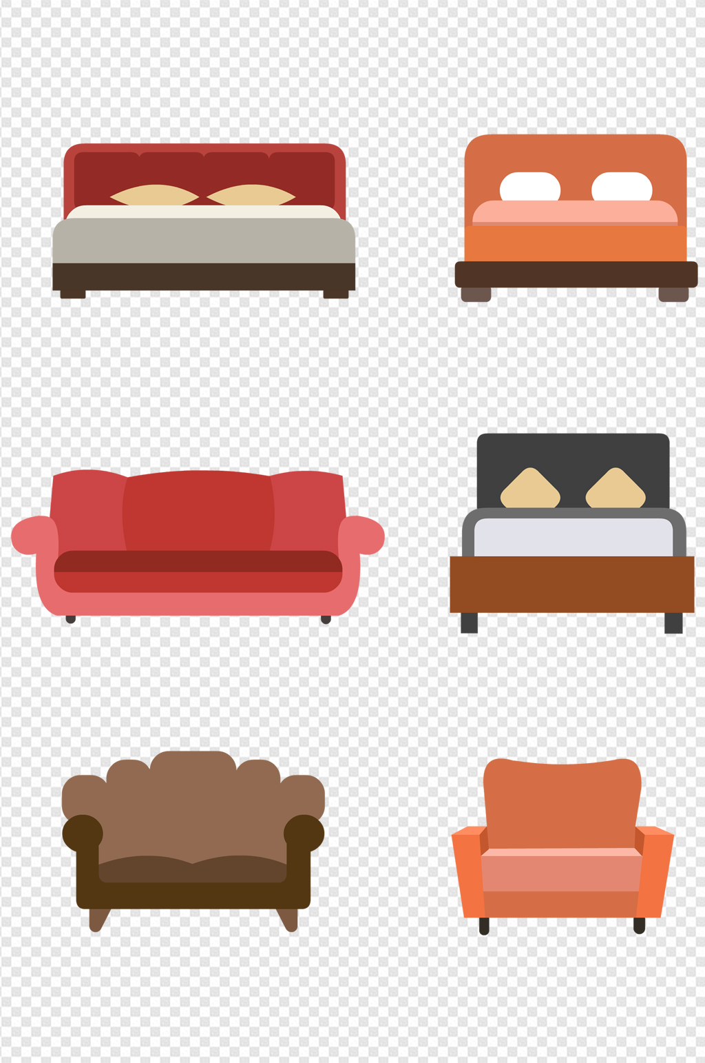 扁平家具沙发床用品插画