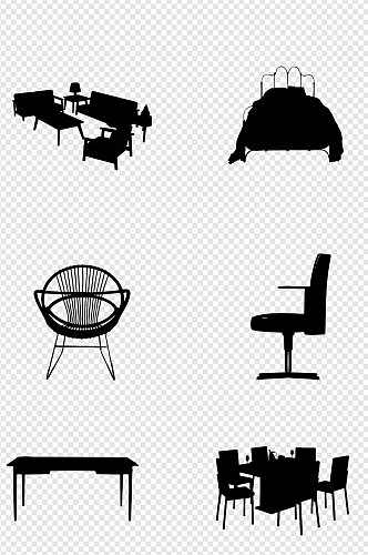 家具椅子桌子物品剪影图片