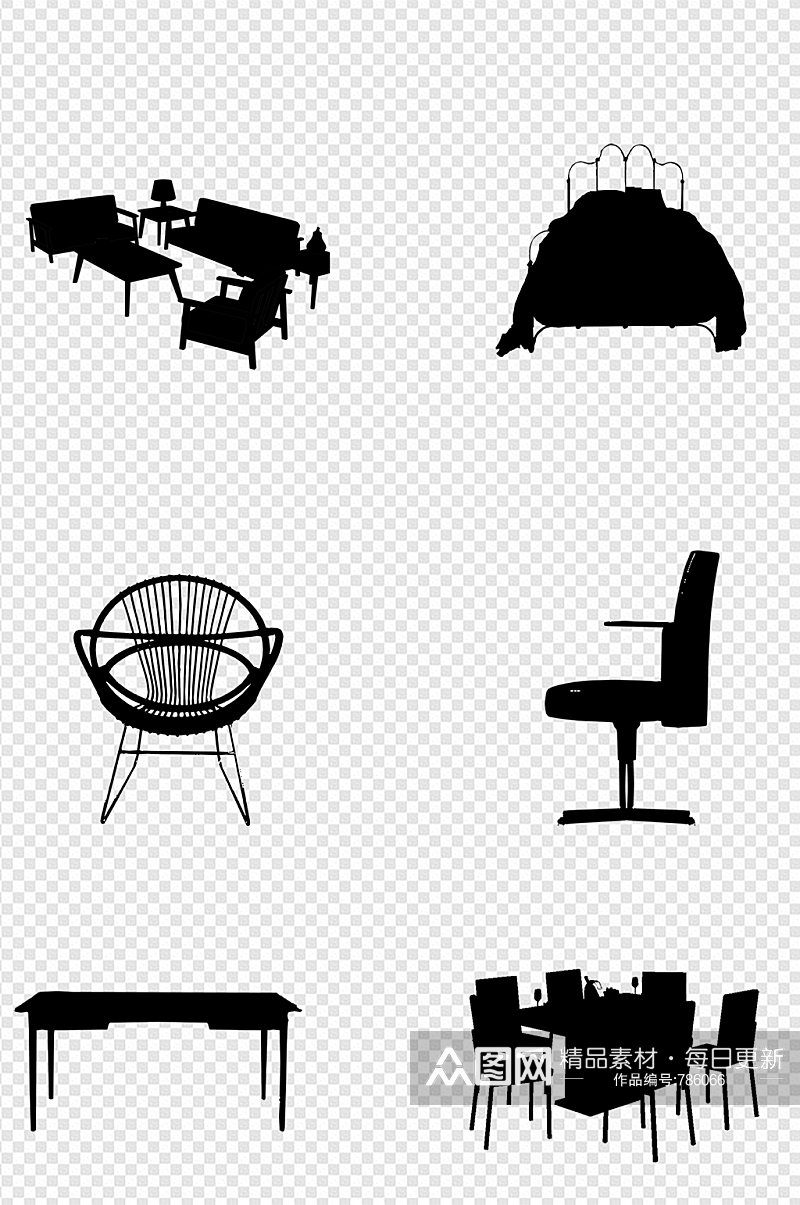 家具椅子桌子物品剪影图片素材