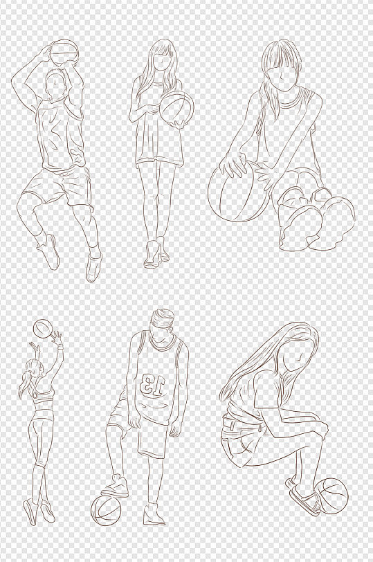 比赛海报篮球运动员剪影ps免抠素材图案体育奥运会篮球运动员人物免扣