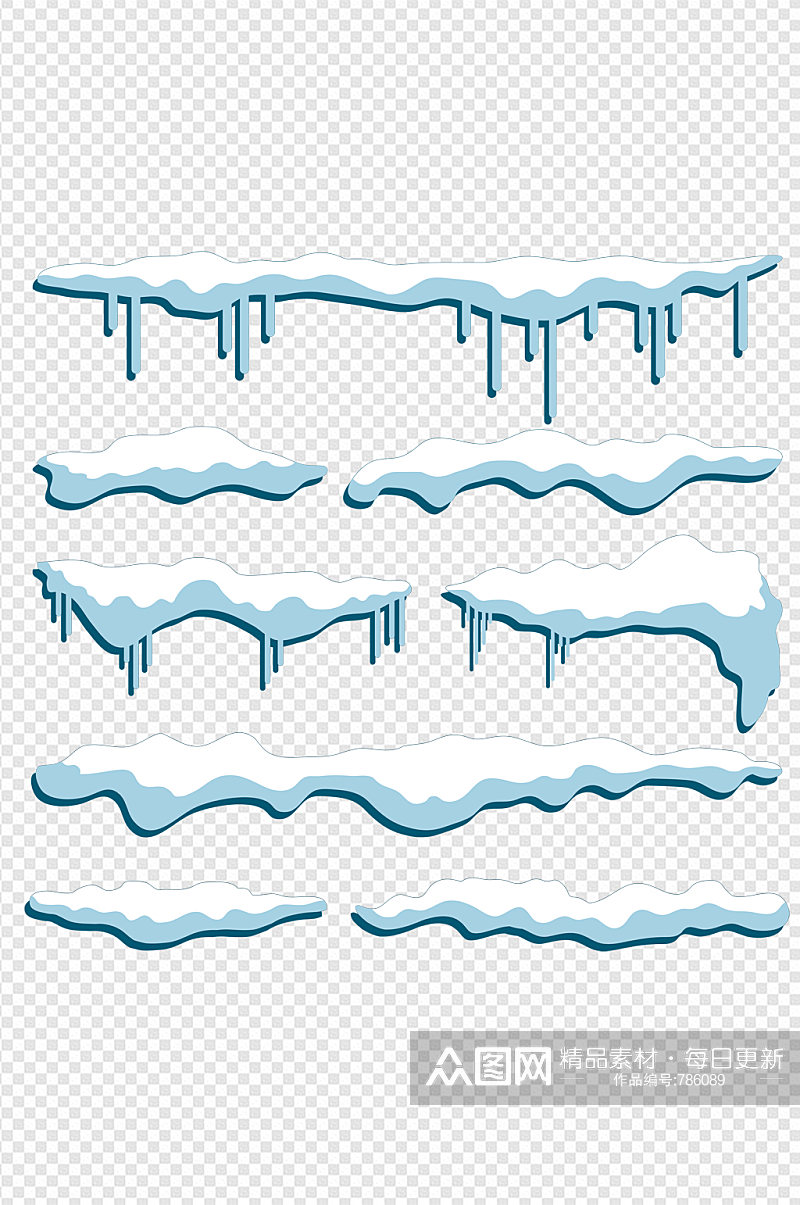 卡通手绘白色冬日立冬雪堆冰柱装饰素材