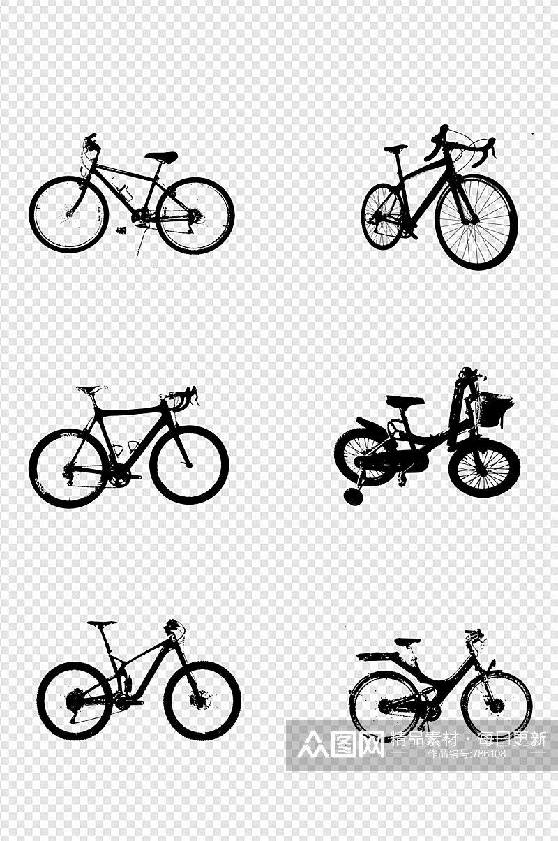 自行车剪影轮廓图片素材