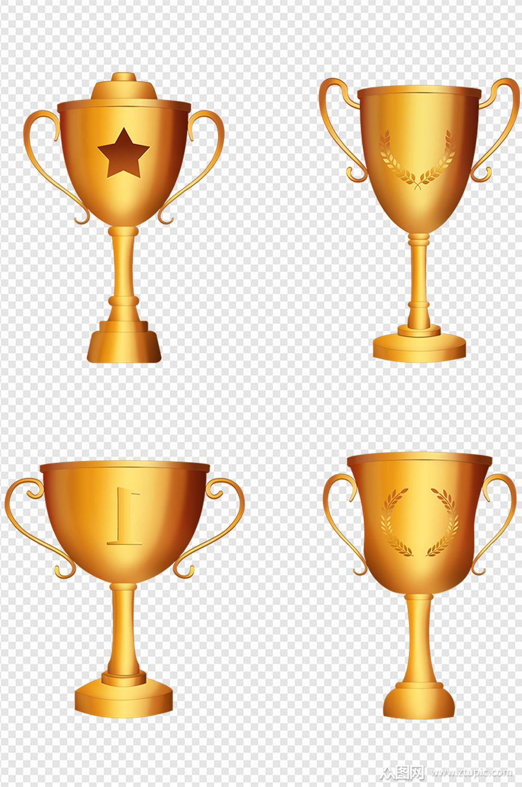 立体金属金色3d冠军奖杯 元素模板下载-编号791547-众图网