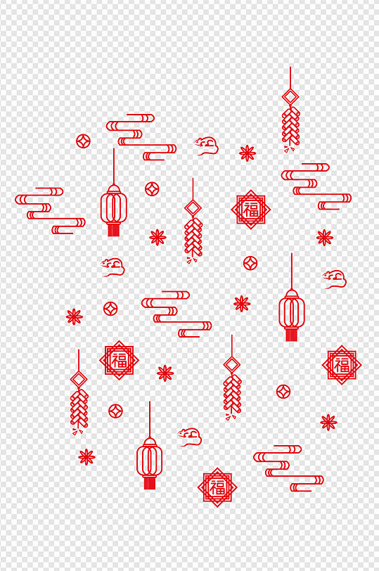 新年底纹装饰春节喜庆图案花边素材