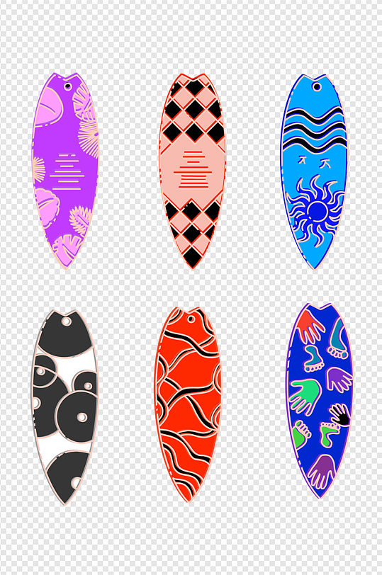 手绘水彩冲浪板收集