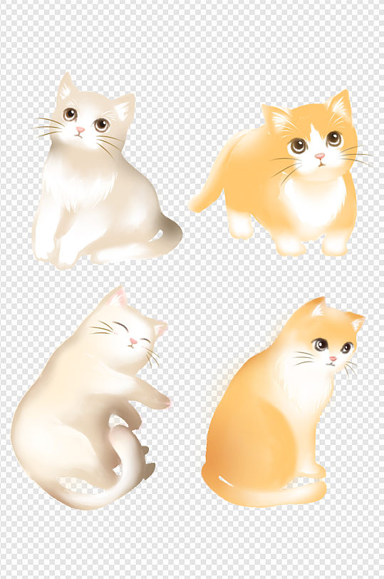 手绘水彩可爱猫咪装饰图案