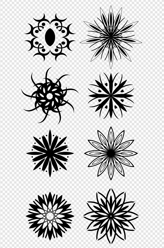 圆形剪纸剪影花纹